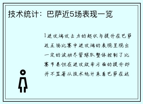 技术统计：巴萨近5场表现一览